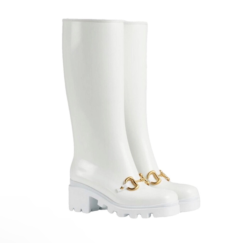 Gucci Horsebit Knee High Boots rubber
Wellington boots gold hardware NWT